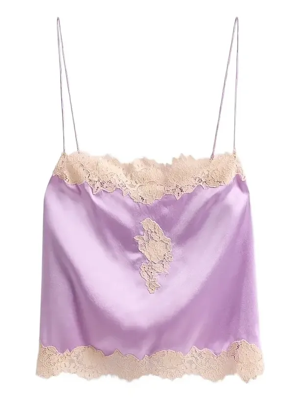 Women's Avelaine Lace-Trim Silk Top