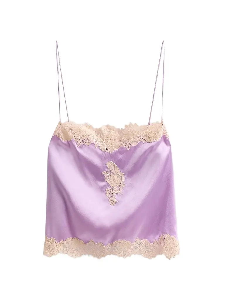 DÔEN Women's Avelaine Lace-Trim Silk Top | Image 1 DÔEN Women's Avelaine Lace-Trim Silk Top | Image 1