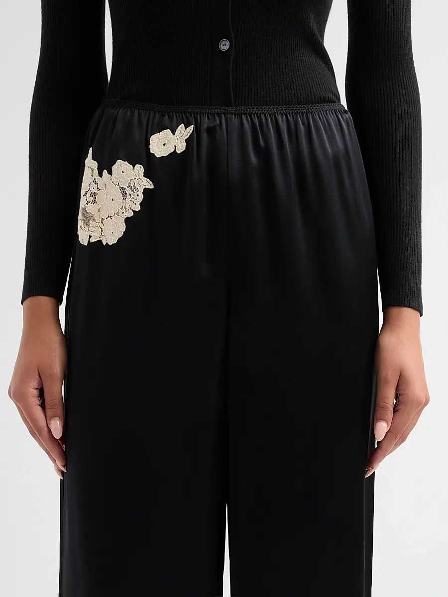DÔEN Women's Lavon Lace-Trim Silk Pants | Thumbnail 5