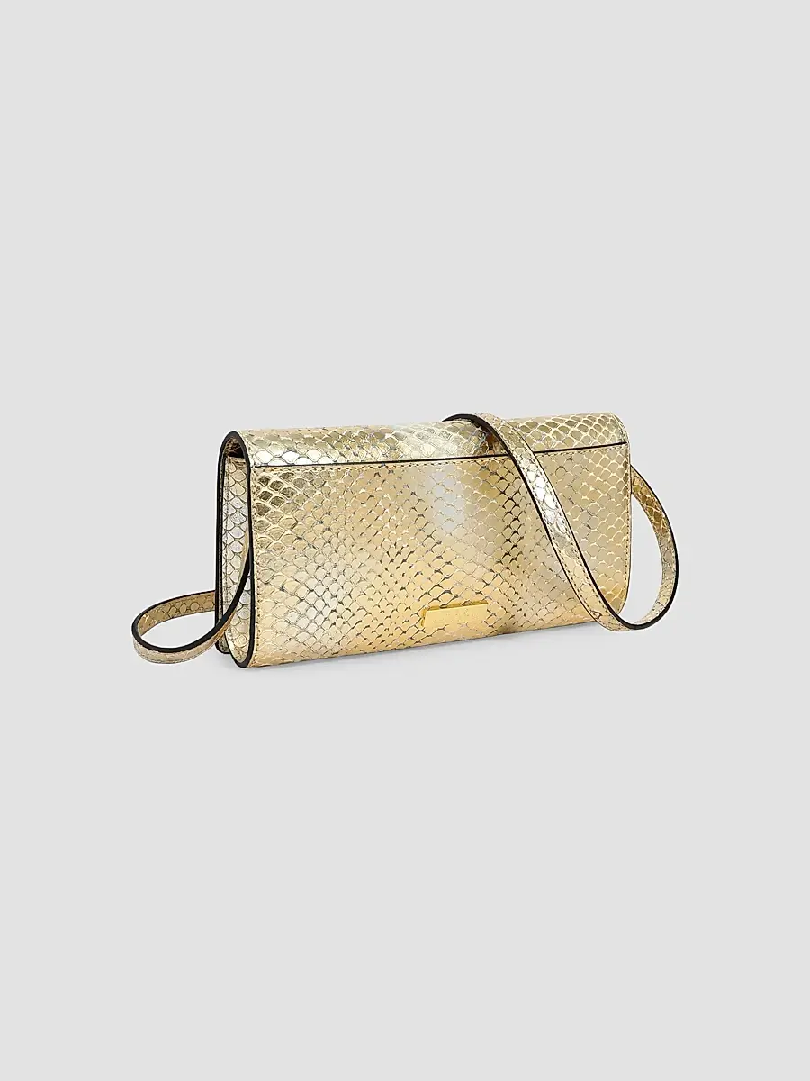 ALEXIS BITTAR Women's 14K-Gold-Plated Serpent Handle & Leather Clutch - Gold Python | Thumbnail 4 ALEXIS BITTAR Women's 14K-Gold-Plated Serpent Handle & Leather Clutch - Gold Python | Thumbnail 4