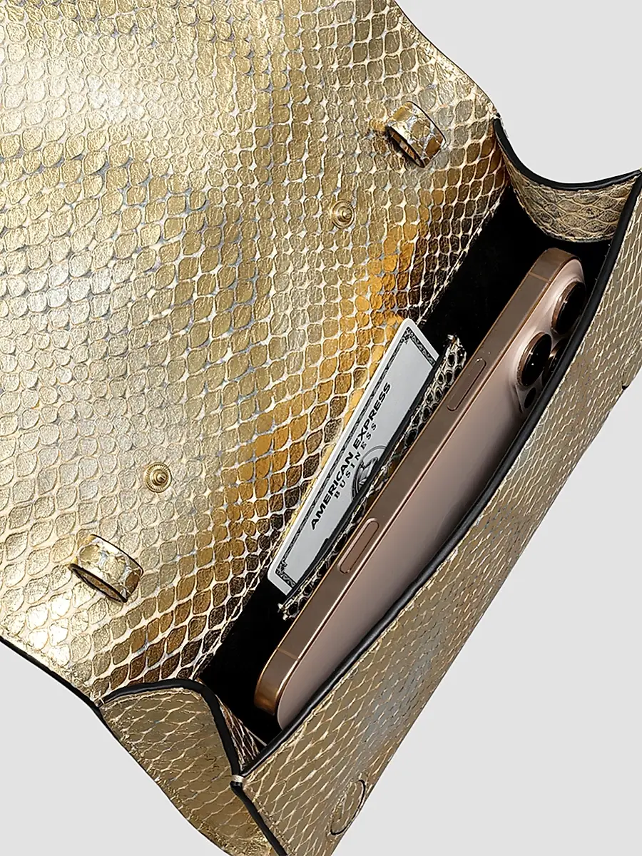 ALEXIS BITTAR Women's 14K-Gold-Plated Serpent Handle & Leather Clutch - Gold Python | Thumbnail 7 ALEXIS BITTAR Women's 14K-Gold-Plated Serpent Handle & Leather Clutch - Gold Python | Thumbnail 7