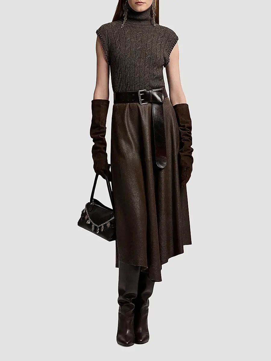 Ralph Lauren Collection Women's Chain-Trim Cable Sleeveless Turtleneck Top | Thumbnail 2 Ralph Lauren Collection Women's Chain-Trim Cable Sleeveless Turtleneck Top | Thumbnail 2