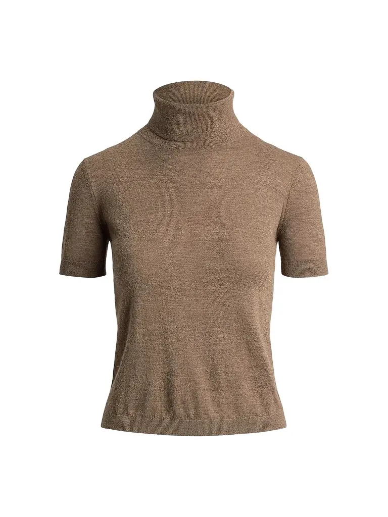 Ralph Lauren Collection Women's Cashmere Short-Sleeve Turtleneck - Beige | Image 1 Ralph Lauren Collection Women's Cashmere Short-Sleeve Turtleneck - Beige | Image 1