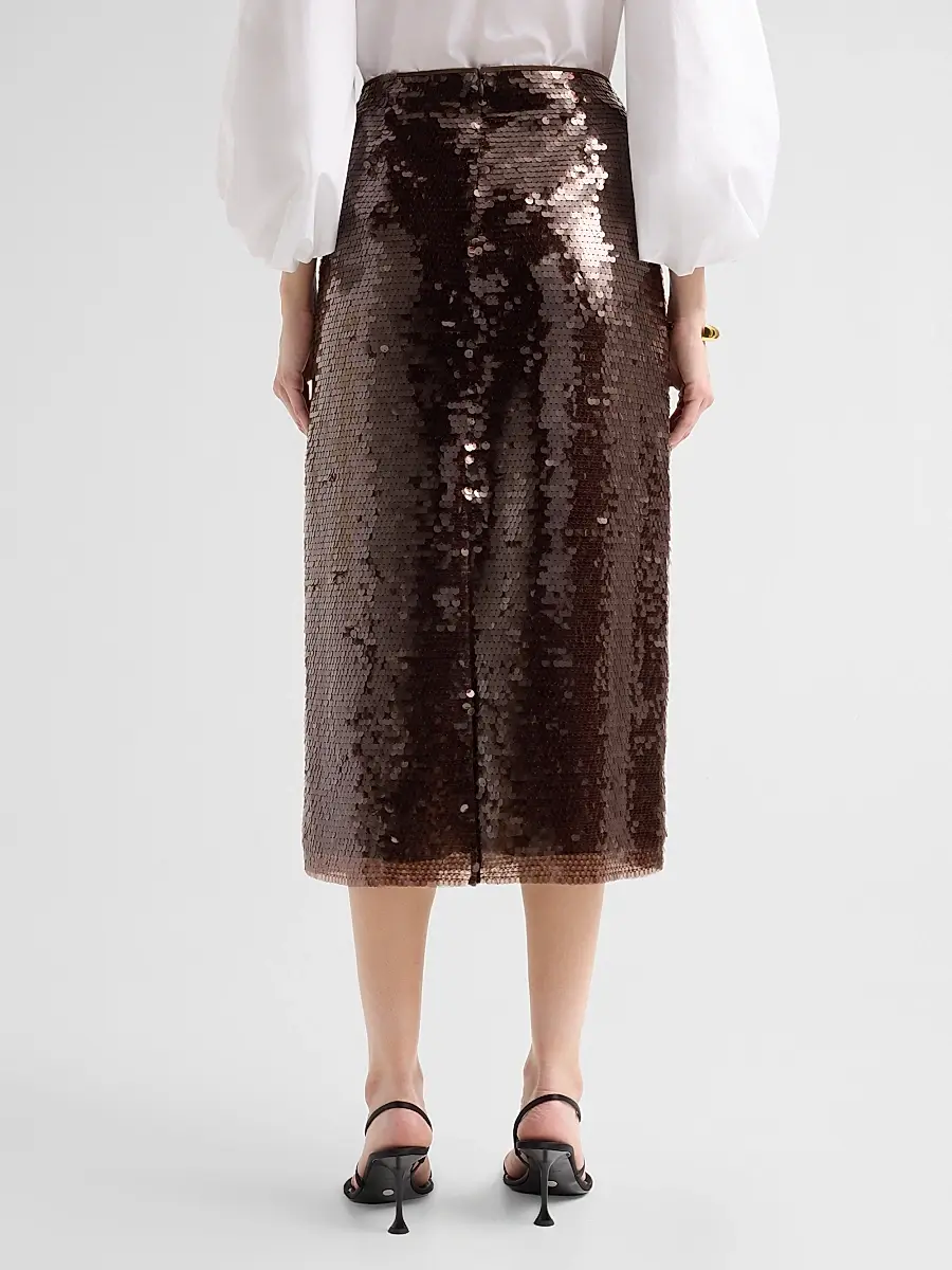 TANYA TAYLOR Women's Kiah Sequin Pencil Midi-Skirt | Thumbnail 3
