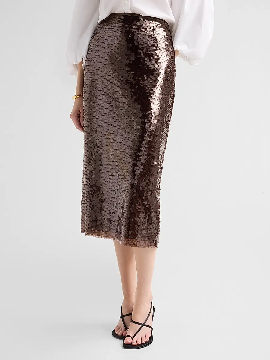TANYA TAYLOR Women's Kiah Sequin Pencil Midi-Skirt | Thumbnail 4