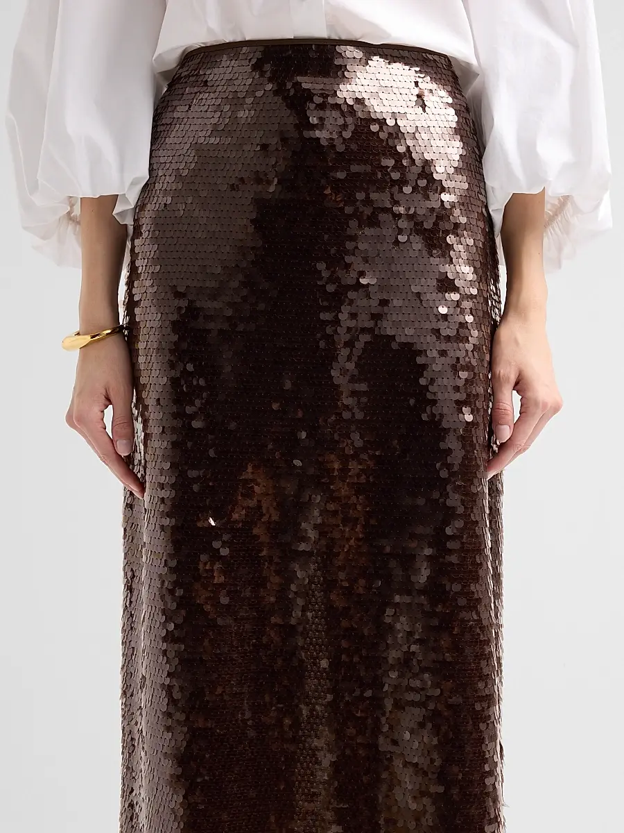 TANYA TAYLOR Women's Kiah Sequin Pencil Midi-Skirt | Thumbnail 5