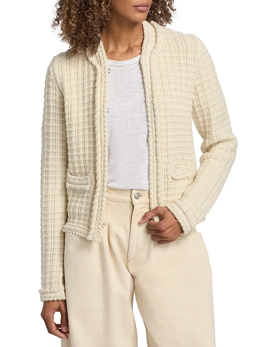 Isabel Marant Women's Hortense Quilted Wool-Alpaca Cardigan | Thumbnail 3 Isabel Marant Women's Hortense Quilted Wool-Alpaca Cardigan | Thumbnail 3
