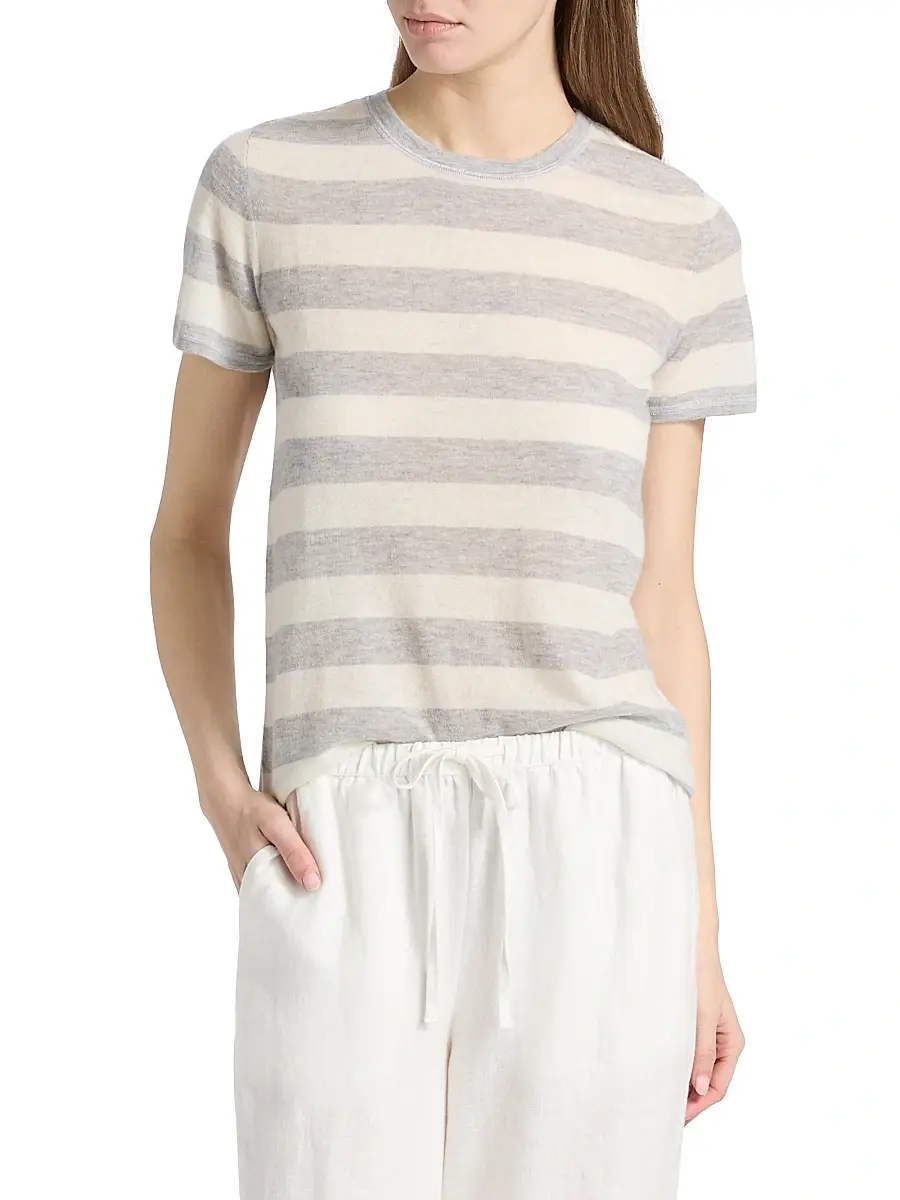 MAJESTIC FILATURES Women's Cashmere Stripe Crewneck T-Shirt | Thumbnail 3 MAJESTIC FILATURES Women's Cashmere Stripe Crewneck T-Shirt | Thumbnail 3