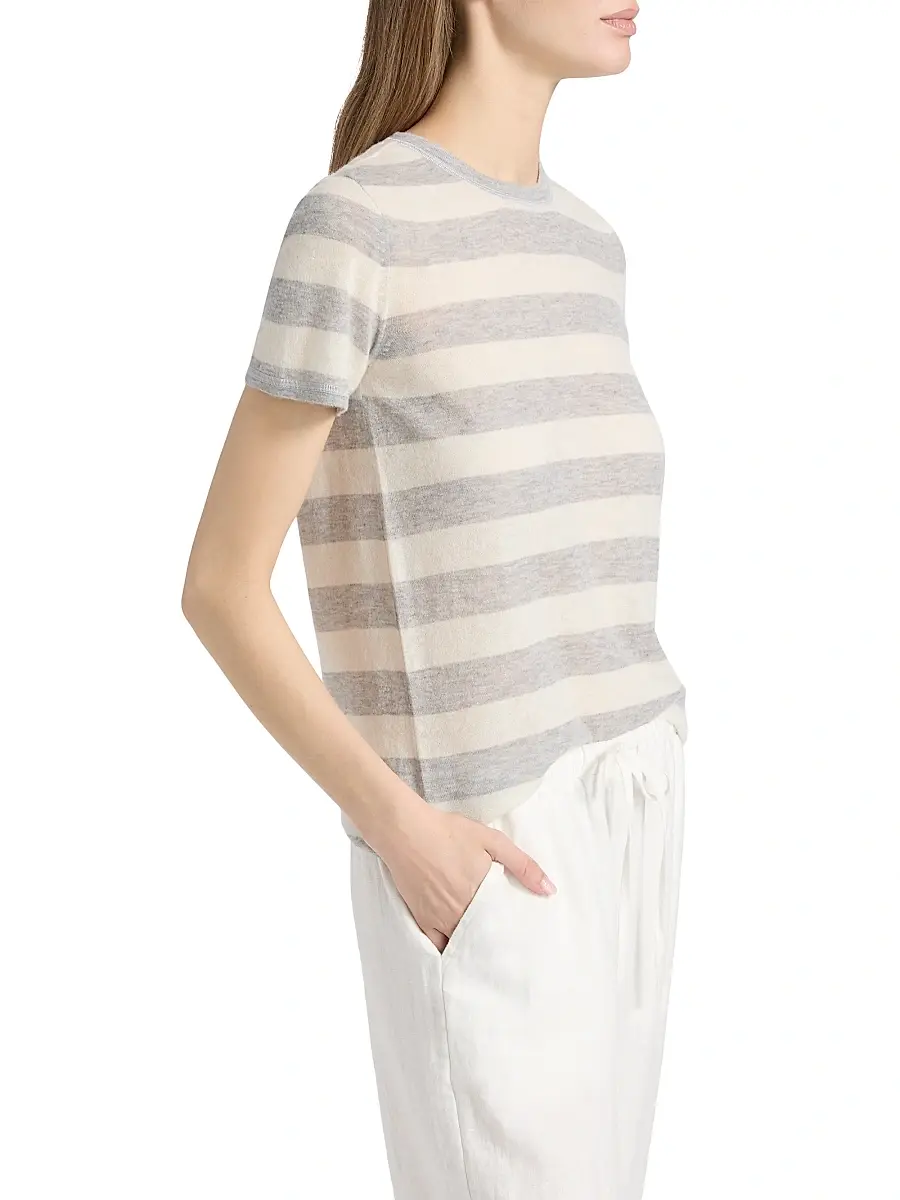 MAJESTIC FILATURES Women's Cashmere Stripe Crewneck T-Shirt | Thumbnail 4 MAJESTIC FILATURES Women's Cashmere Stripe Crewneck T-Shirt | Thumbnail 4