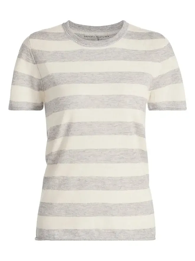 Women's Cashmere Stripe Crewneck T-Shirt Women's Cashmere Stripe Crewneck T-Shirt