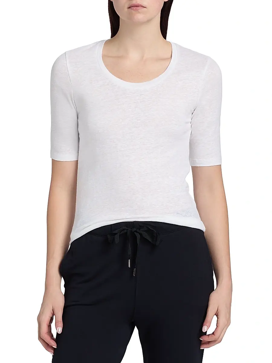 MAJESTIC FILATURES Women's Scoopneck Stretch Linen Top | Thumbnail 3 MAJESTIC FILATURES Women's Scoopneck Stretch Linen Top | Thumbnail 3