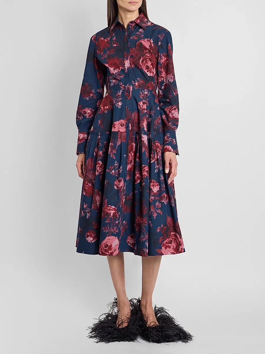 Erdem Women's Floral Cotton Midi Shirtdress | Thumbnail 2 Erdem Women's Floral Cotton Midi Shirtdress | Thumbnail 2