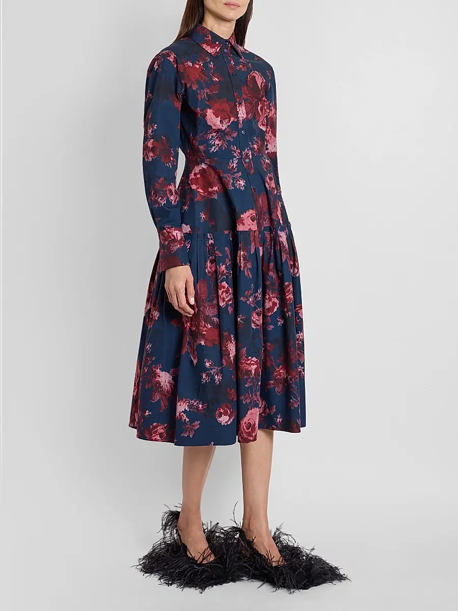 Erdem Women's Floral Cotton Midi Shirtdress | Thumbnail 4 Erdem Women's Floral Cotton Midi Shirtdress | Thumbnail 4
