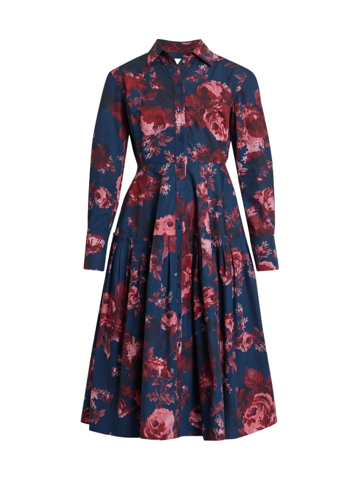 Women's Floral Cotton Midi Shirtdress