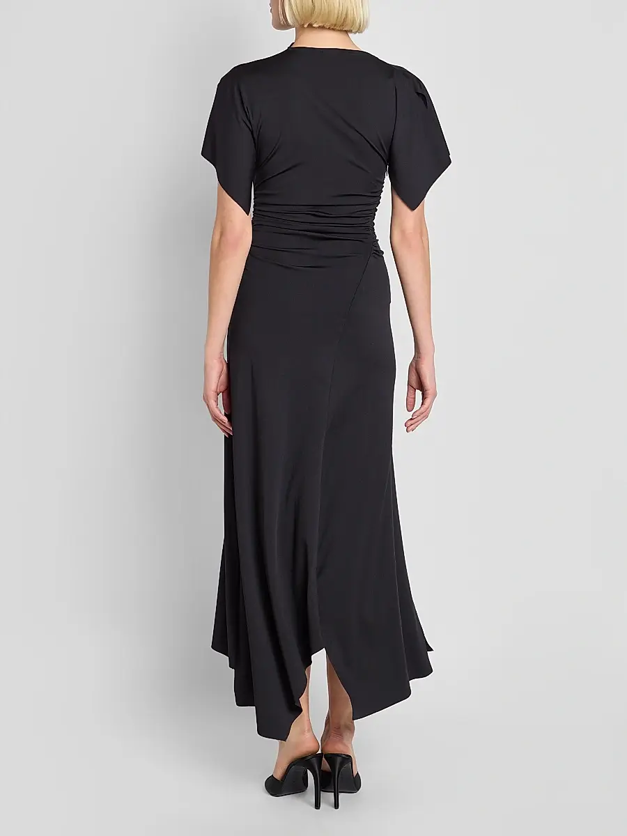 Victoria Beckham Women's Blousey Asymmetric Short-Sleeve Midi Dress | Thumbnail 3 Victoria Beckham Women's Blousey Asymmetric Short-Sleeve Midi Dress | Thumbnail 3