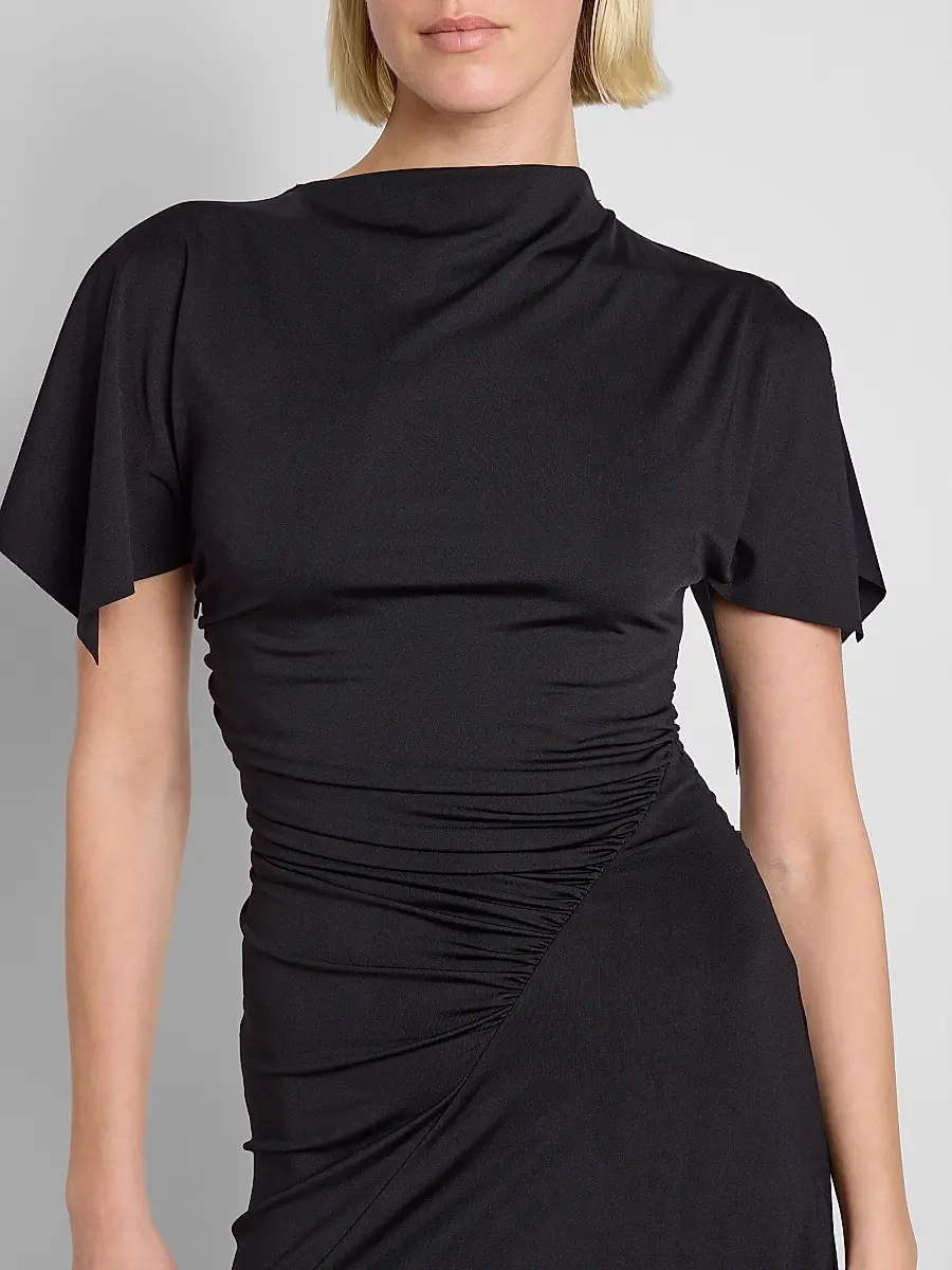 Victoria Beckham Women's Blousey Asymmetric Short-Sleeve Midi Dress | Thumbnail 5 Victoria Beckham Women's Blousey Asymmetric Short-Sleeve Midi Dress | Thumbnail 5