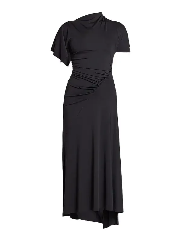 Women's Blousey Asymmetric Short-Sleeve Midi Dress
