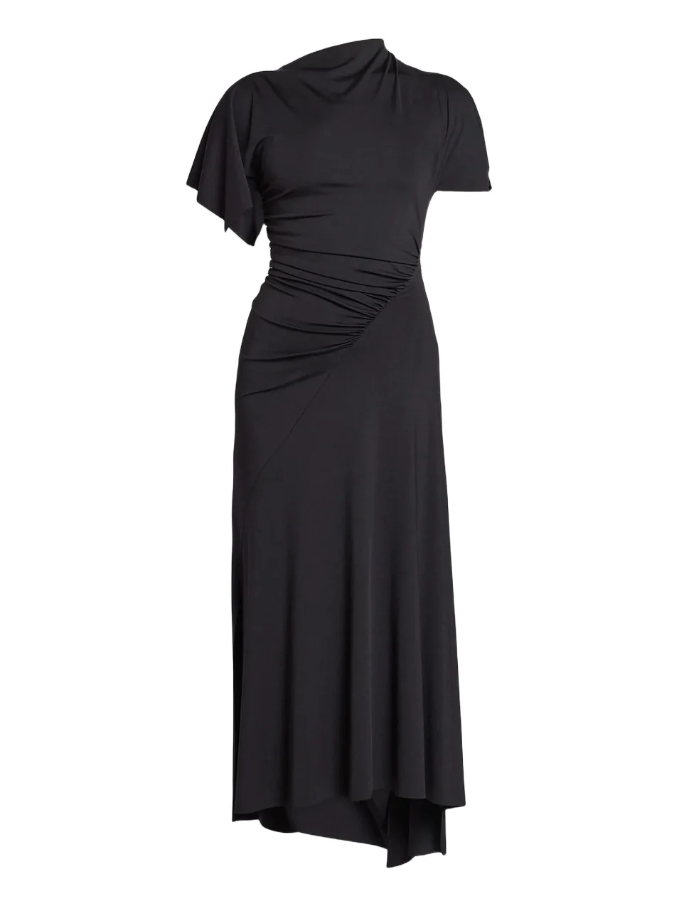 Women's Blousey Asymmetric Short-Sleeve Midi Dress