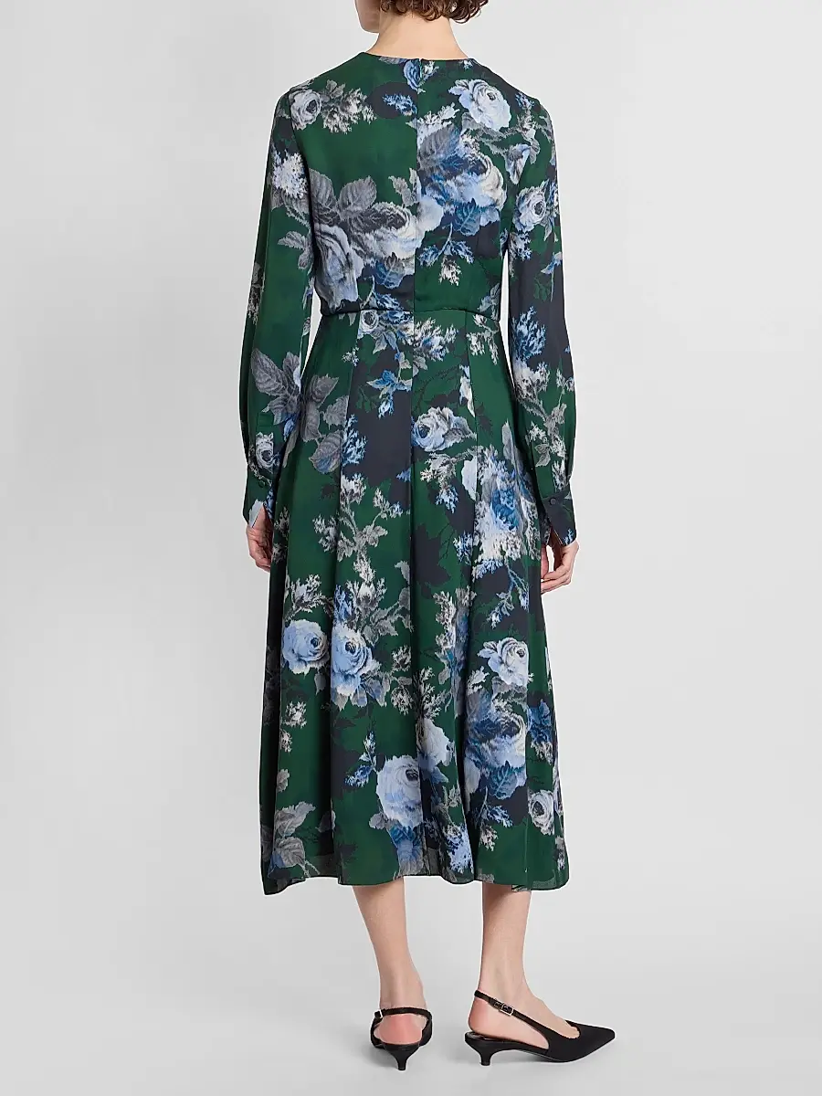 Erdem Women's Floral Crepe A-Line Midi-Dress | Thumbnail 3 Erdem Women's Floral Crepe A-Line Midi-Dress | Thumbnail 3