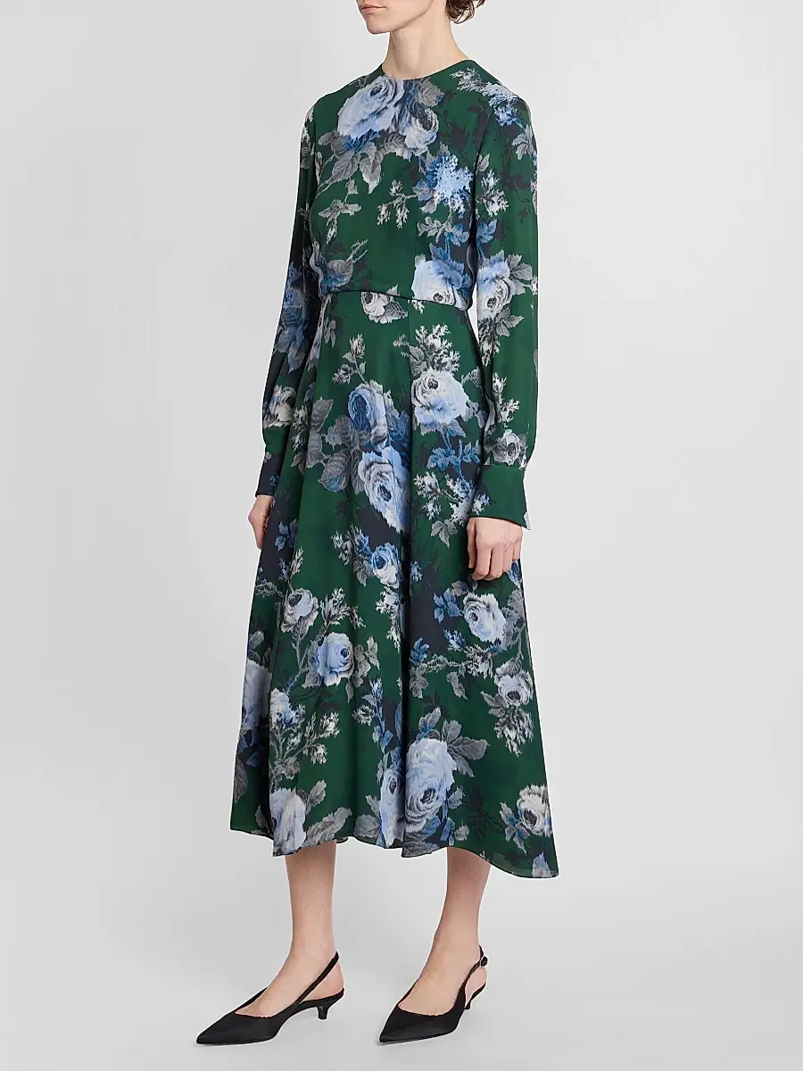 Erdem Women's Floral Crepe A-Line Midi-Dress | Thumbnail 4 Erdem Women's Floral Crepe A-Line Midi-Dress | Thumbnail 4