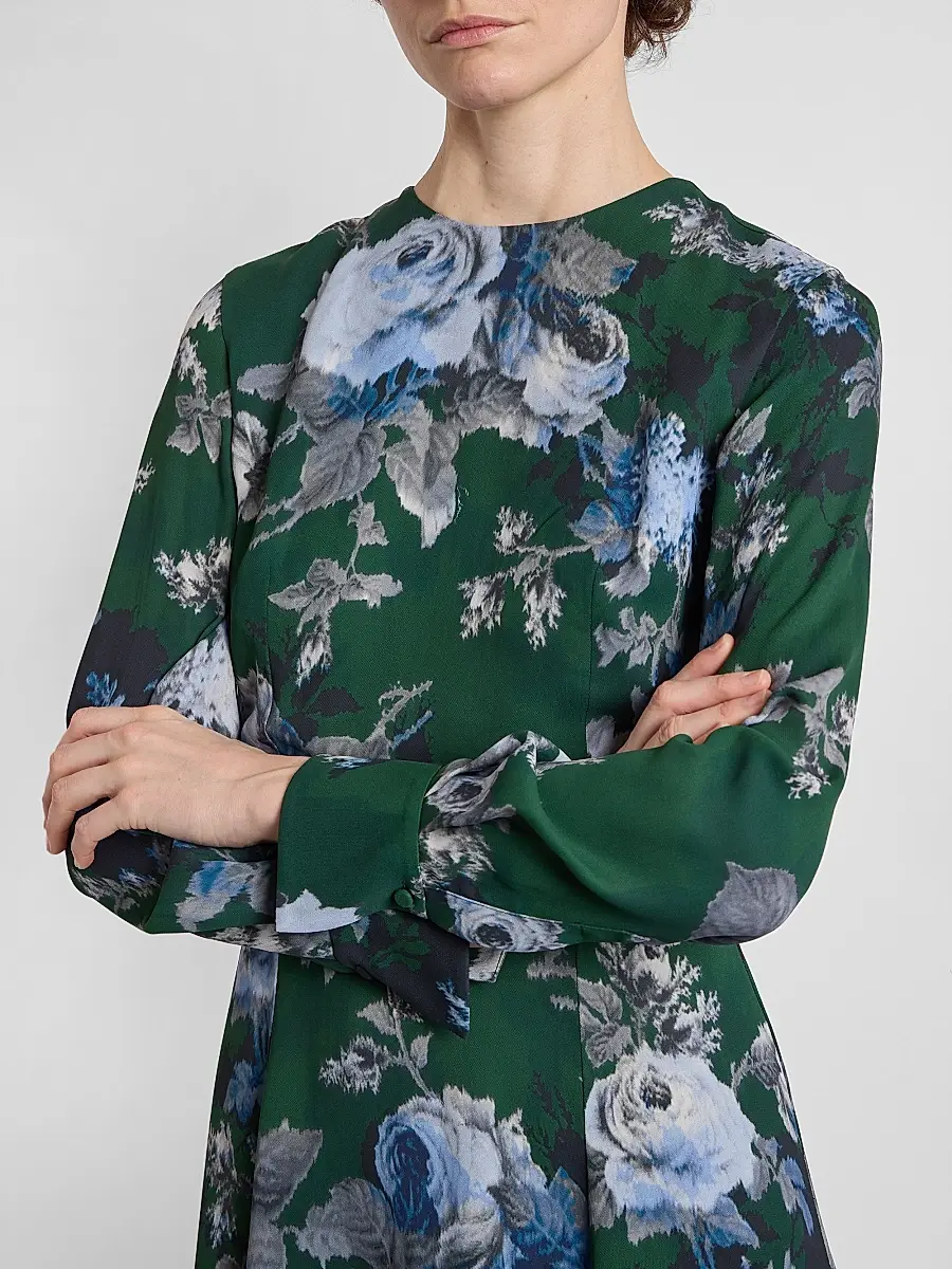 Erdem Women's Floral Crepe A-Line Midi-Dress | Thumbnail 5 Erdem Women's Floral Crepe A-Line Midi-Dress | Thumbnail 5