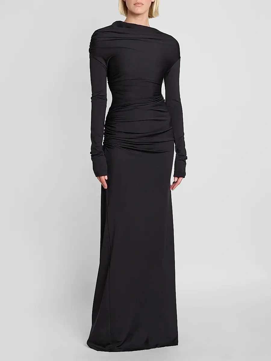 Victoria Beckham Women's Draped Long-Sleeve Column Gown | Thumbnail 2 Victoria Beckham Women's Draped Long-Sleeve Column Gown | Thumbnail 2
