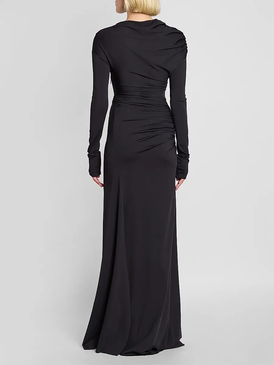 Victoria Beckham Women's Draped Long-Sleeve Column Gown | Thumbnail 3 Victoria Beckham Women's Draped Long-Sleeve Column Gown | Thumbnail 3