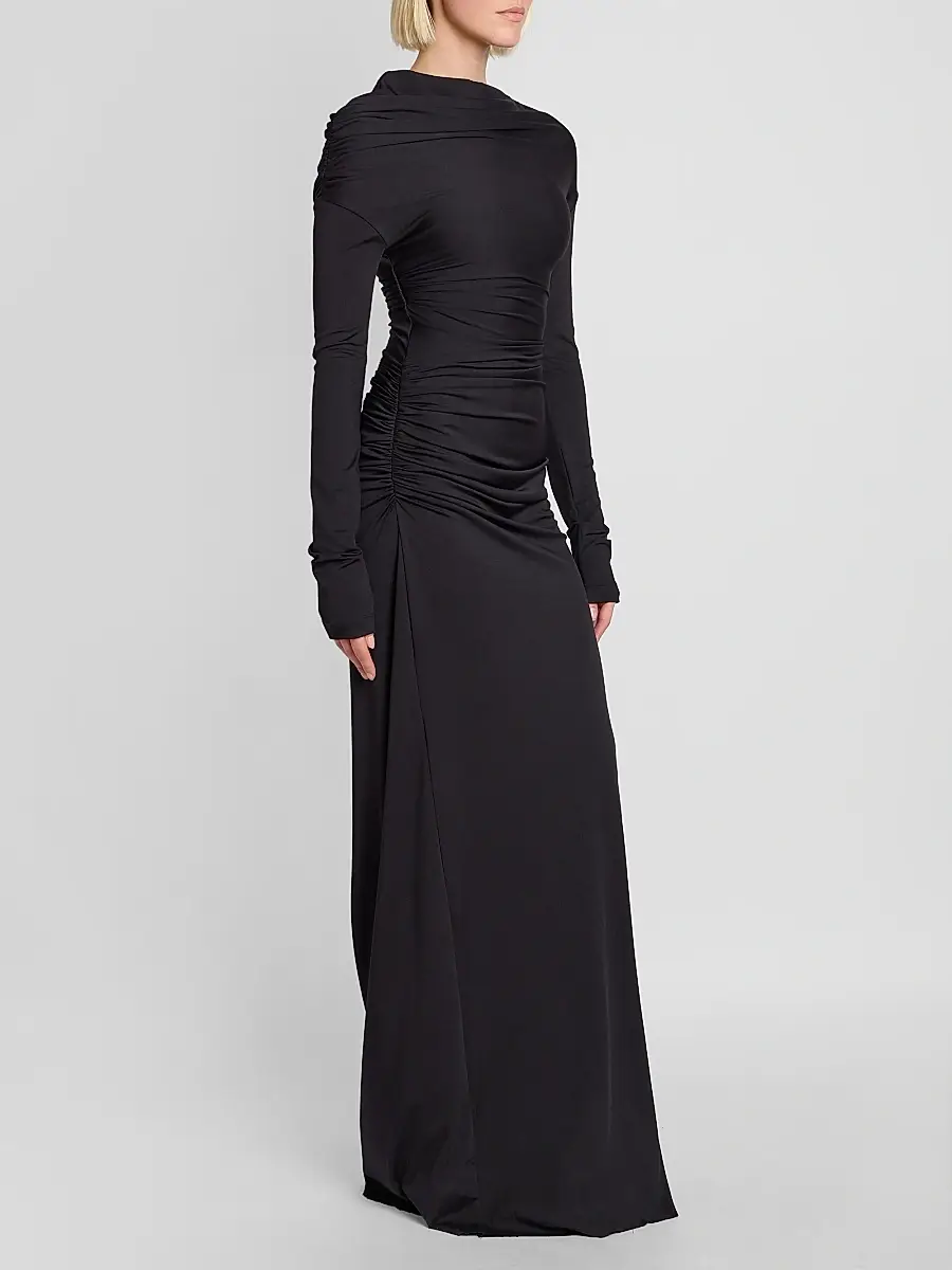 Victoria Beckham Women's Draped Long-Sleeve Column Gown | Thumbnail 4 Victoria Beckham Women's Draped Long-Sleeve Column Gown | Thumbnail 4