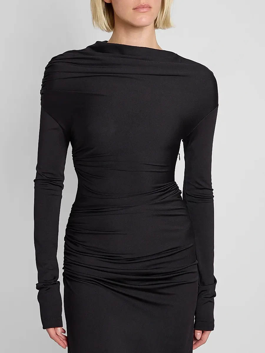 Victoria Beckham Women's Draped Long-Sleeve Column Gown | Thumbnail 5 Victoria Beckham Women's Draped Long-Sleeve Column Gown | Thumbnail 5