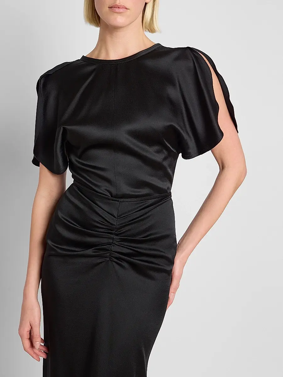 Victoria Beckham Women's Bela Draped Satin Short-Sleeve Top | Thumbnail 5 Victoria Beckham Women's Bela Draped Satin Short-Sleeve Top | Thumbnail 5