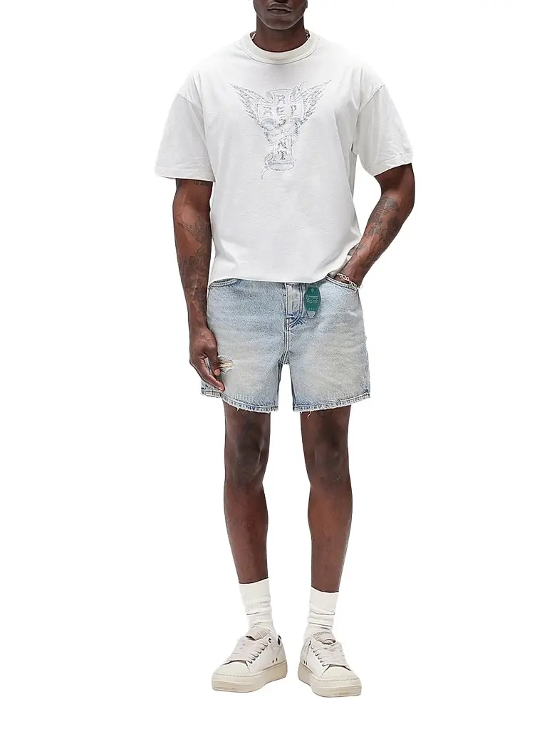 Represent Men's Westside Cotton-Blend Crewneck T-Shirt - Flat White | Image 1 Represent Men's Westside Cotton-Blend Crewneck T-Shirt - Flat White | Image 1