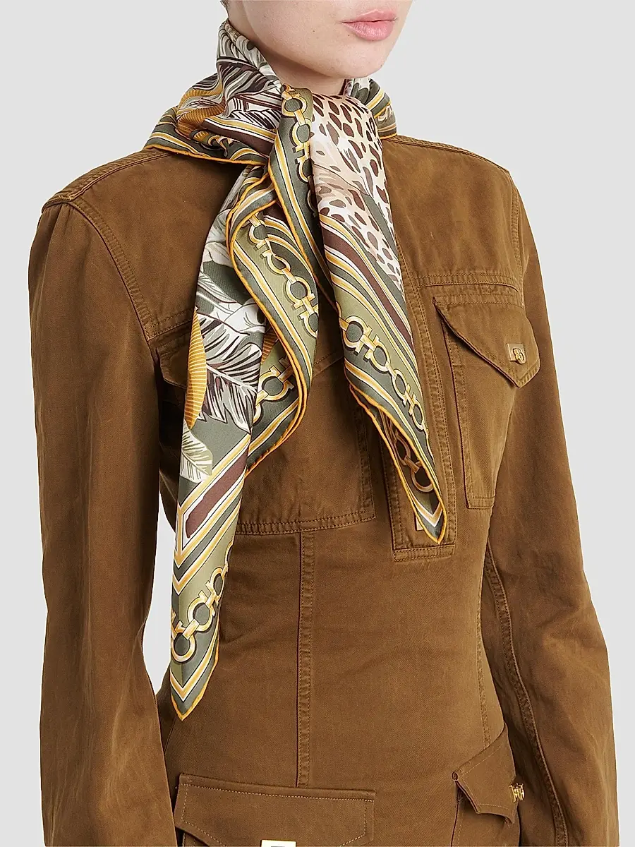 Ferragamo Women's Leopard-Print Silk Scarf | Thumbnail 3 Ferragamo Women's Leopard-Print Silk Scarf | Thumbnail 3
