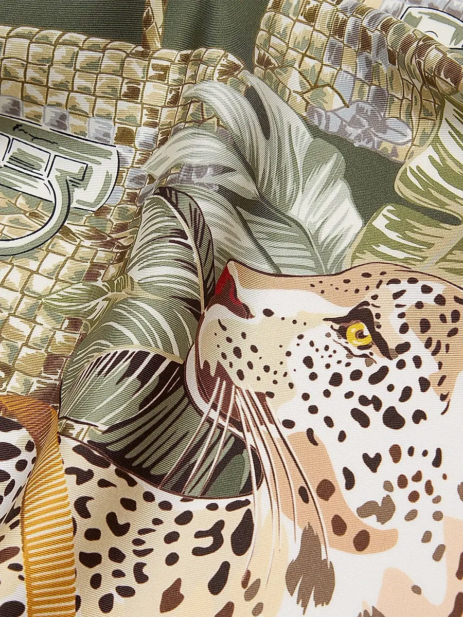 Ferragamo Women's Leopard-Print Silk Scarf | Thumbnail 4 Ferragamo Women's Leopard-Print Silk Scarf | Thumbnail 4