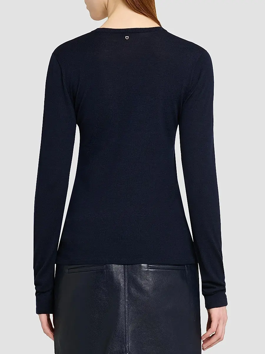 Ferragamo Women's Extra-Fine Wool Seamless Scoopneck Sweater | Thumbnail 5 Ferragamo Women's Extra-Fine Wool Seamless Scoopneck Sweater | Thumbnail 5