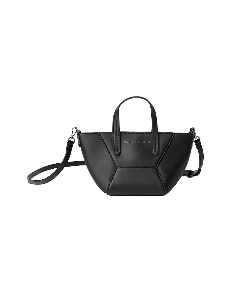 Women's Duo Mini Top Handle Bag in Calfskin with Monili - Black Women's Duo Mini Top Handle Bag in Calfskin with Monili - Black