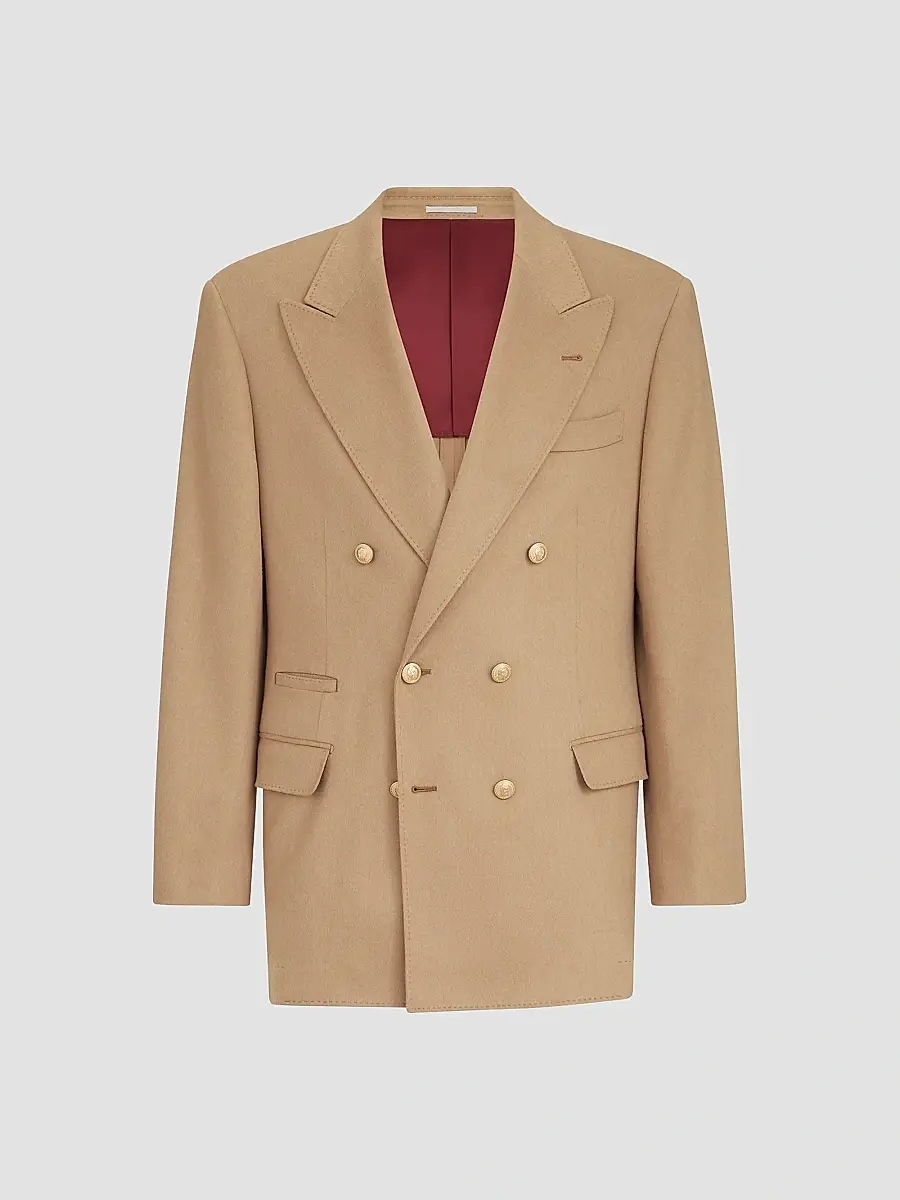 Brunello Cucinelli Men's Camel Flannel One-and-a-Half Breasted Tailor Blazer | Thumbnail 3 Brunello Cucinelli Men's Camel Flannel One-and-a-Half Breasted Tailor Blazer | Thumbnail 3