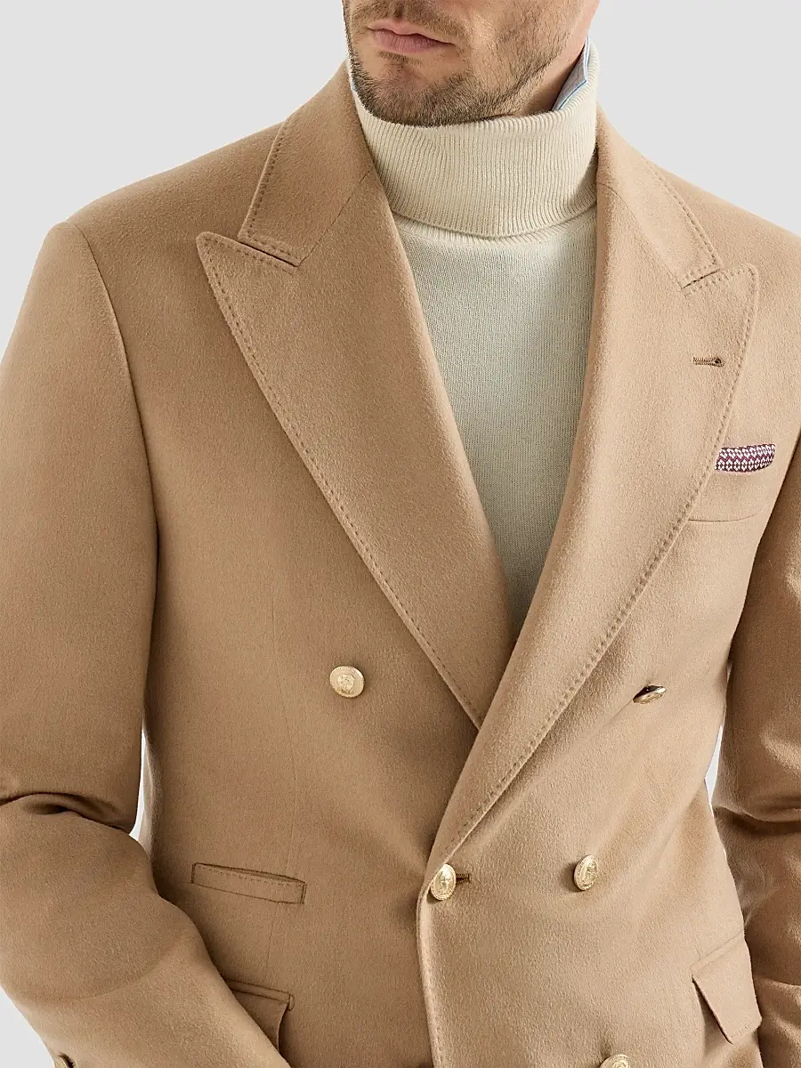 Brunello Cucinelli Men's Camel Flannel One-and-a-Half Breasted Tailor Blazer | Thumbnail 6 Brunello Cucinelli Men's Camel Flannel One-and-a-Half Breasted Tailor Blazer | Thumbnail 6