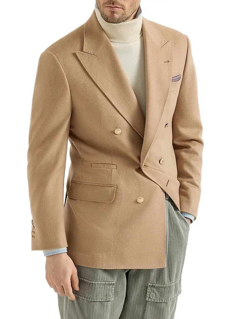 Brunello Cucinelli Men's Camel Flannel One-and-a-Half Breasted Tailor Blazer - Camel | Image 1 Brunello Cucinelli Men's Camel Flannel One-and-a-Half Breasted Tailor Blazer - Camel | Image 1