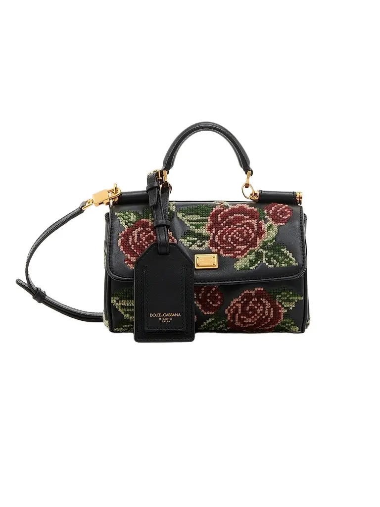 Dolce & Gabbana Women's Sicily Floral Embroidered Top Handle Bag | Image 1 Dolce & Gabbana Women's Sicily Floral Embroidered Top Handle Bag | Image 1