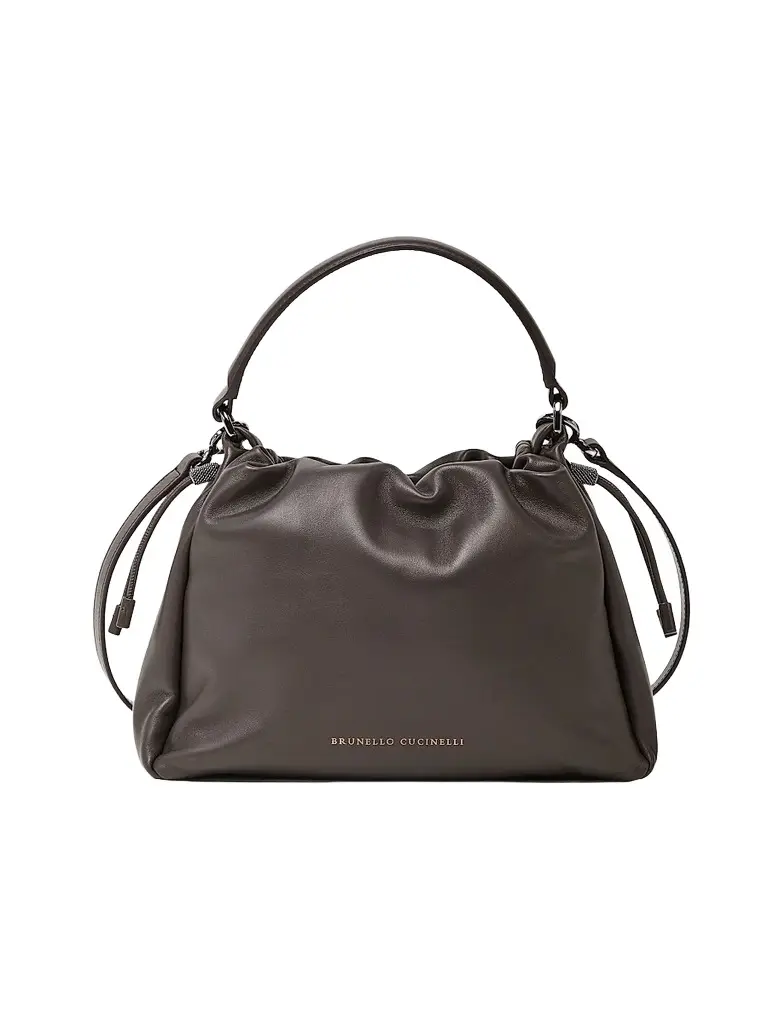 Women's Mellow Small Bucket Bag in Soft Leather with Monili - Rust Brown Women's Mellow Small Bucket Bag in Soft Leather with Monili - Rust Brown