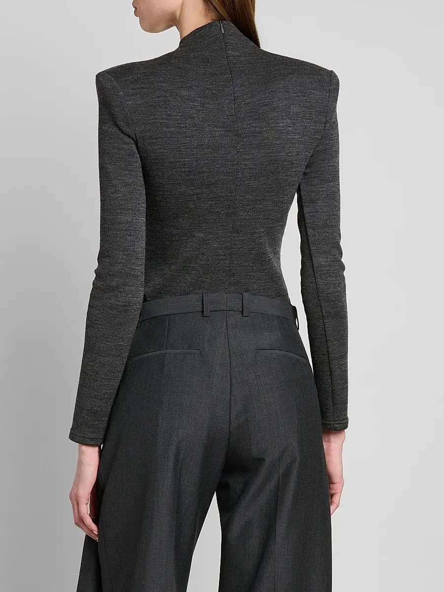Jil Sander Women's Shoulder-Pad Wool Jersey Bodysuit | Thumbnail 3 Jil Sander Women's Shoulder-Pad Wool Jersey Bodysuit | Thumbnail 3