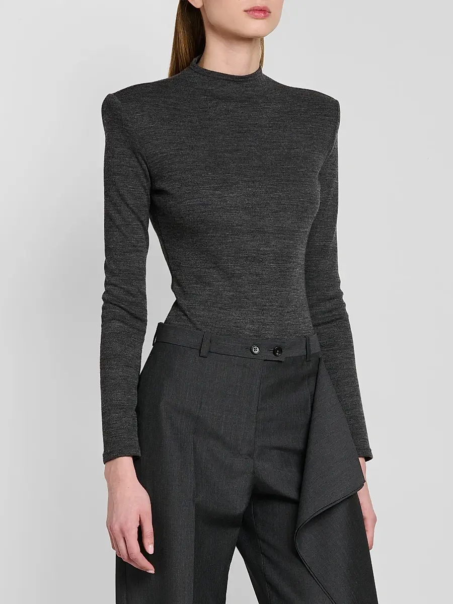 Jil Sander Women's Shoulder-Pad Wool Jersey Bodysuit | Thumbnail 4 Jil Sander Women's Shoulder-Pad Wool Jersey Bodysuit | Thumbnail 4