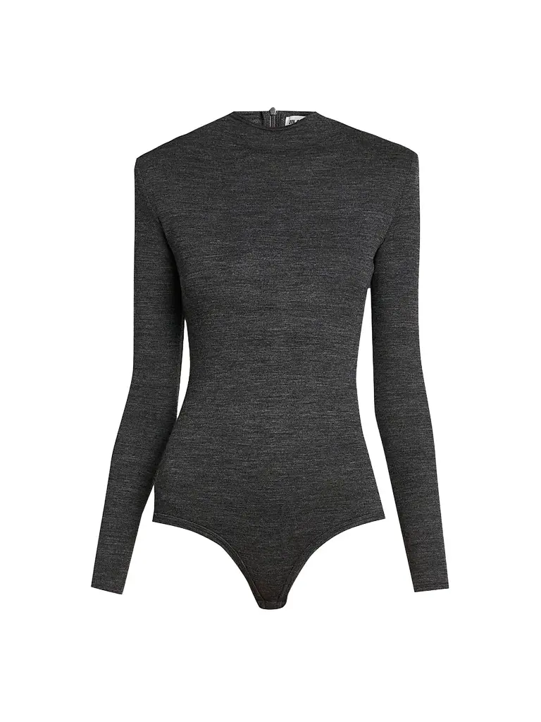 Jil Sander Women's Shoulder Pad Wool Jersey Bodysuit - Antracite | Image 1 Jil Sander Women's Shoulder Pad Wool Jersey Bodysuit - Antracite | Image 1