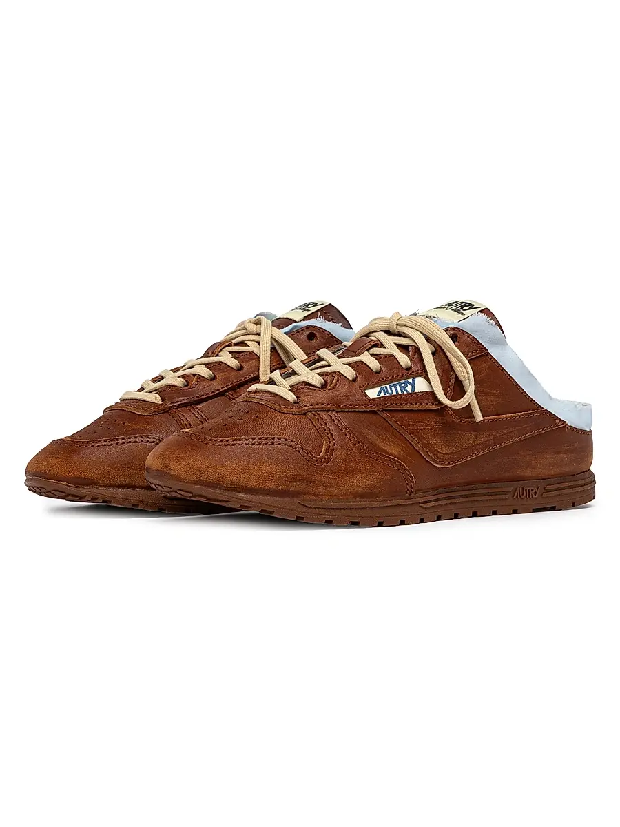 Autry Women's The Windspin Raw-Edge Leather Sneaker Mules | Thumbnail 2