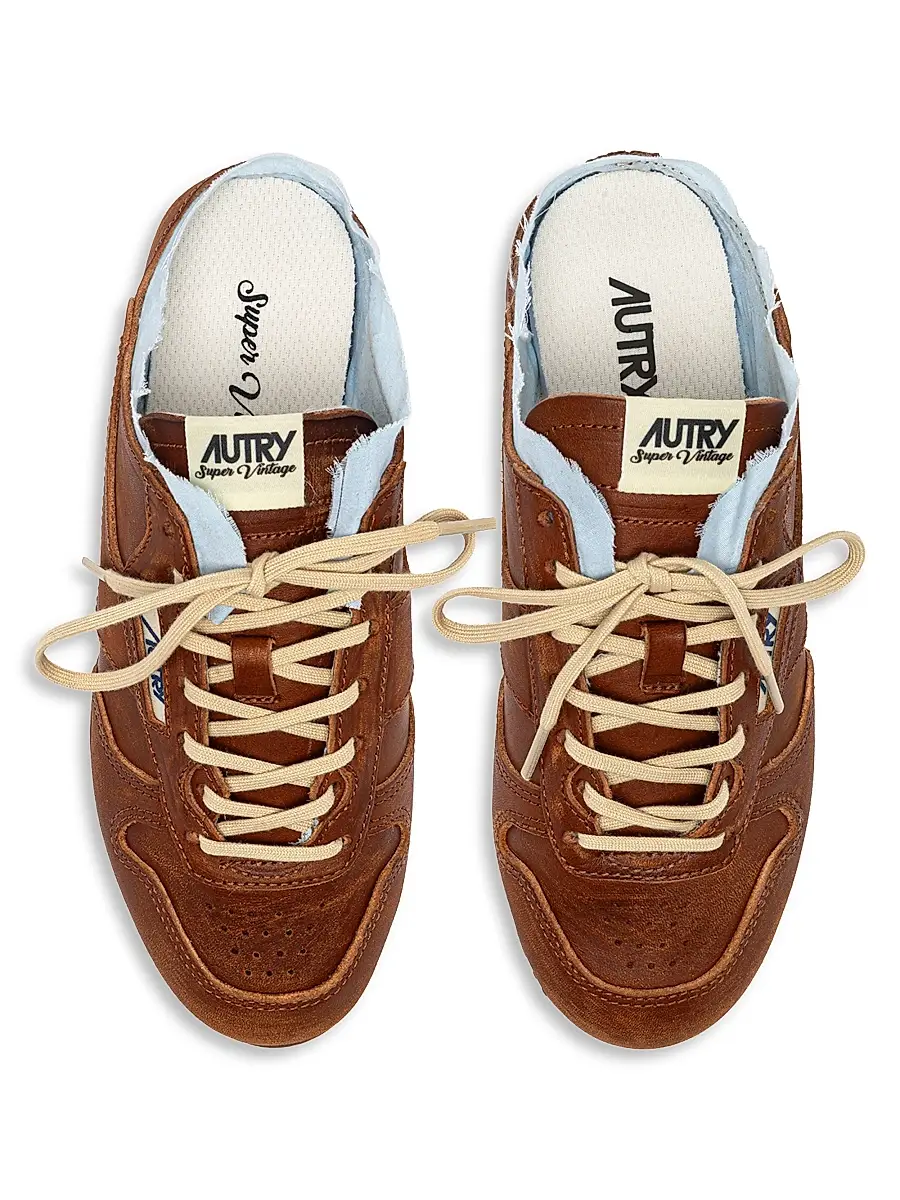 Autry Women's The Windspin Raw-Edge Leather Sneaker Mules | Thumbnail 4