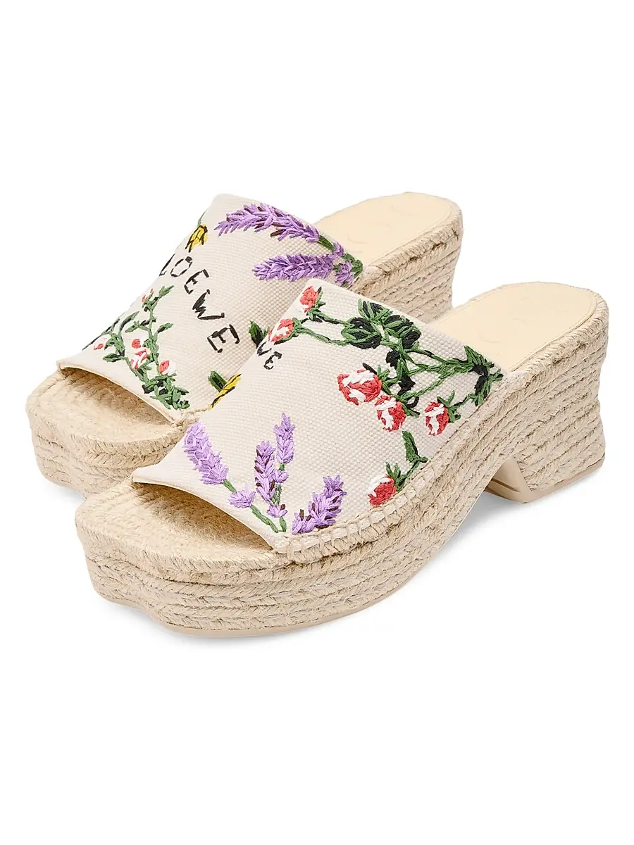 Loewe Women's x Paula's Ibiza Petal 80MM Embroidered Espadrilles | Thumbnail 2
