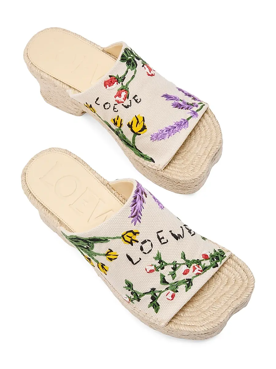 Loewe Women's x Paula's Ibiza Petal 80MM Embroidered Espadrilles | Thumbnail 3