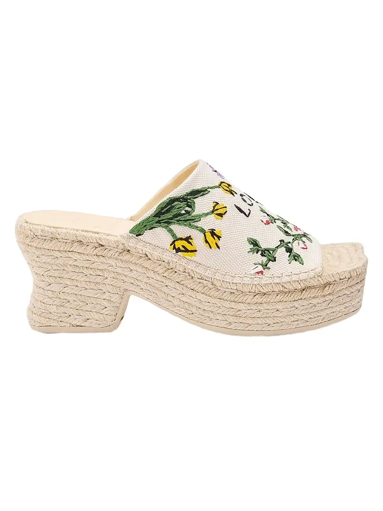 Loewe Women's x Paula's Ibiza Petal 80MM Embroidered Espadrilles