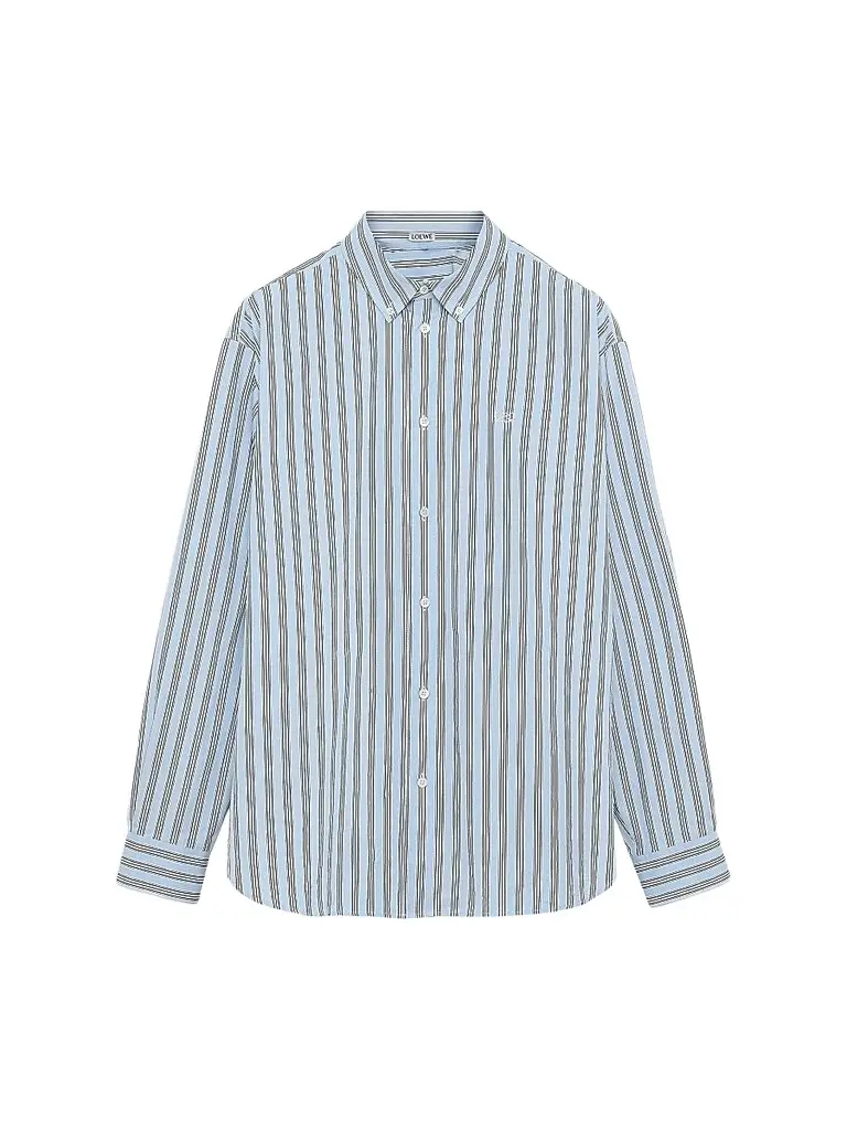 Loewe Men's Striped Cotton Shirt - Blue White | Image 1 Loewe Men's Striped Cotton Shirt - Blue White | Image 1