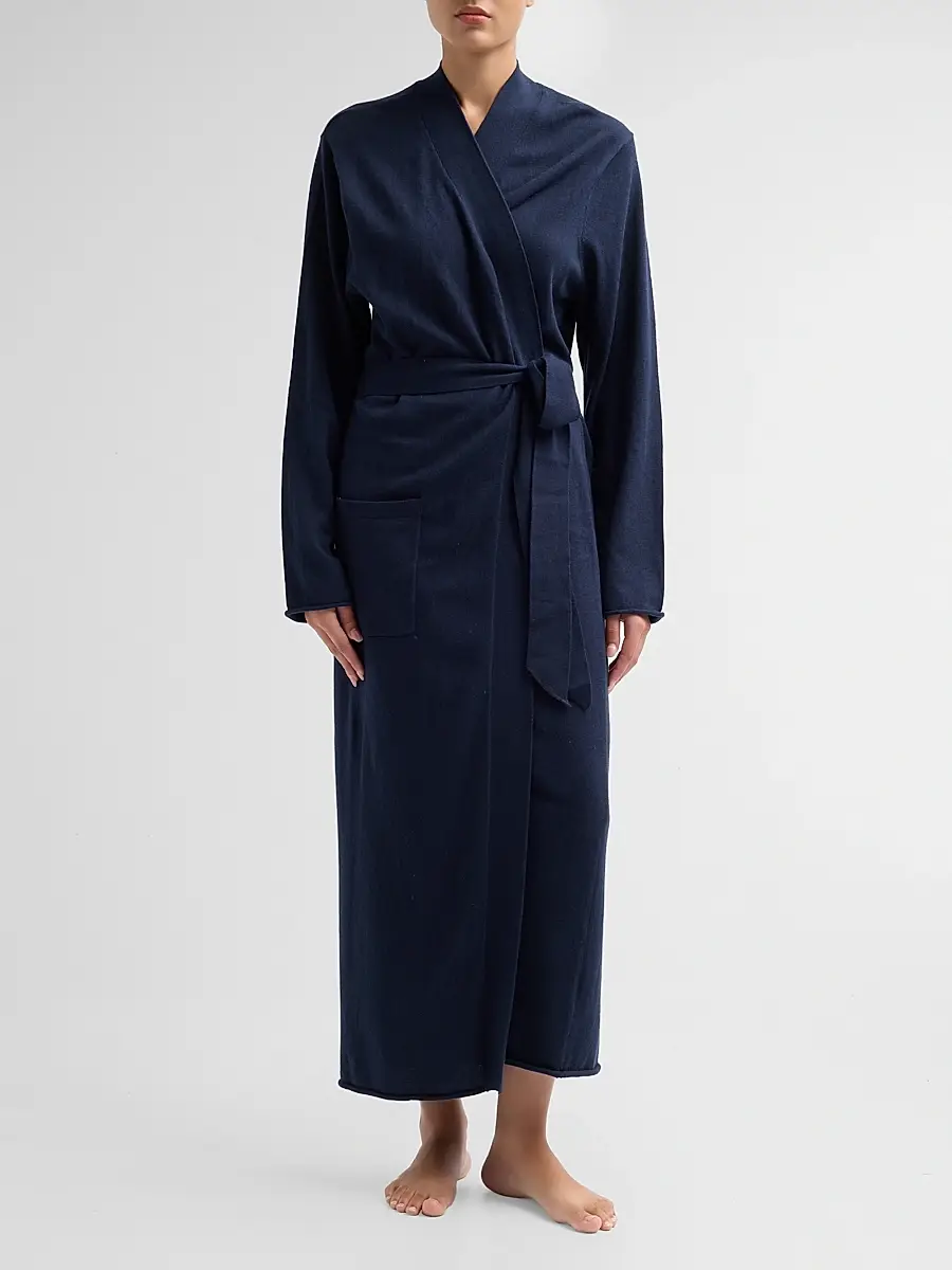 Papinelle Women's Cotton-Cashmere Tie-Waist Robe | Thumbnail 2 Papinelle Women's Cotton-Cashmere Tie-Waist Robe | Thumbnail 2